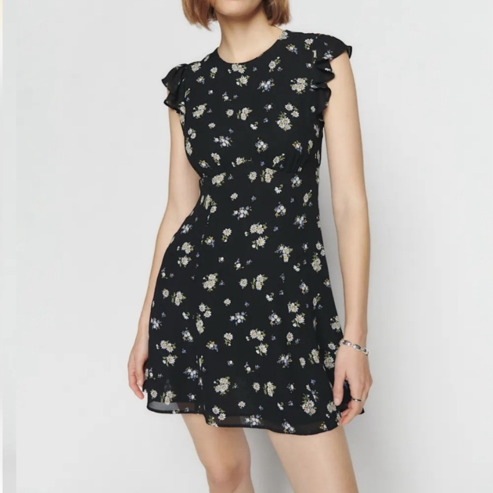 Reformation Idalia Floral Black Dress Size 2